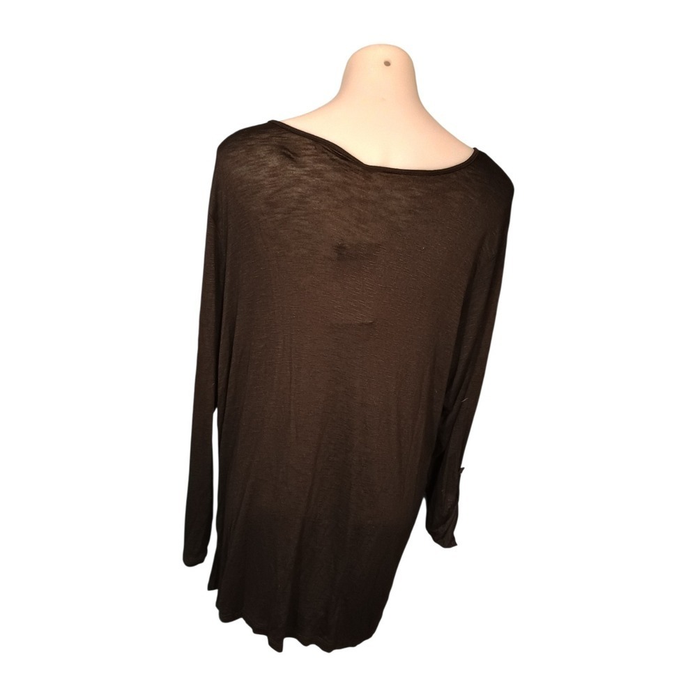 Leo & Nicole Women's Black Long Sleeve Tunic Top Burnout Fabric Plus Size XXL - Picture 3 of 10